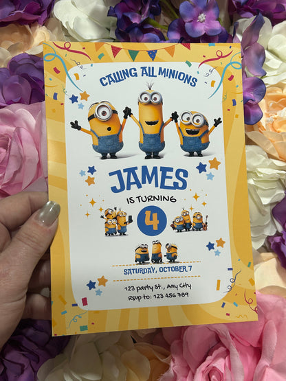A5 Minions birthday invites