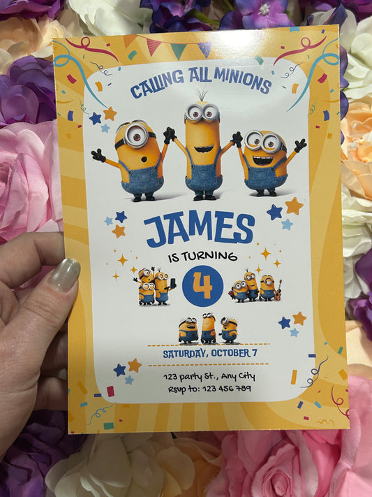 A5 Minions birthday invites