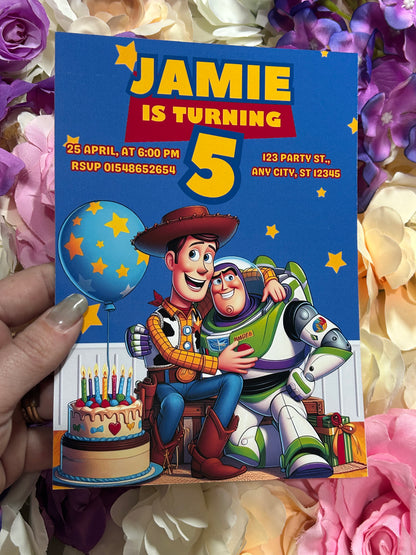 A5 Toy Story birthday invites
