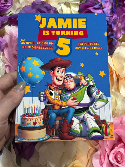A5 Toy Story birthday invites