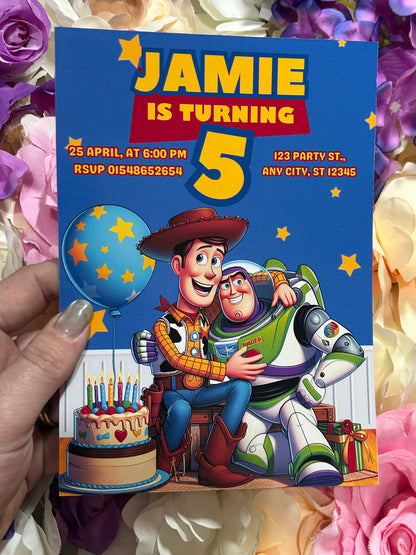 A5 Toy Story birthday invites