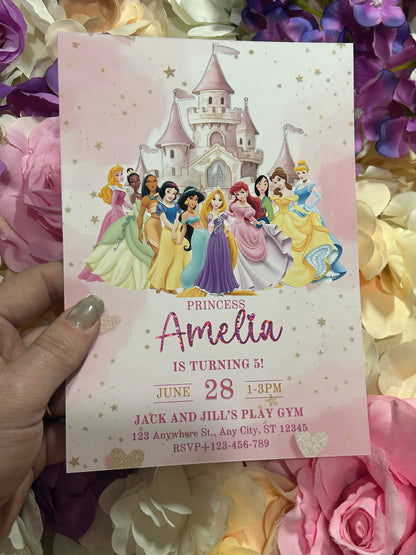 A5 Princess birthday invites