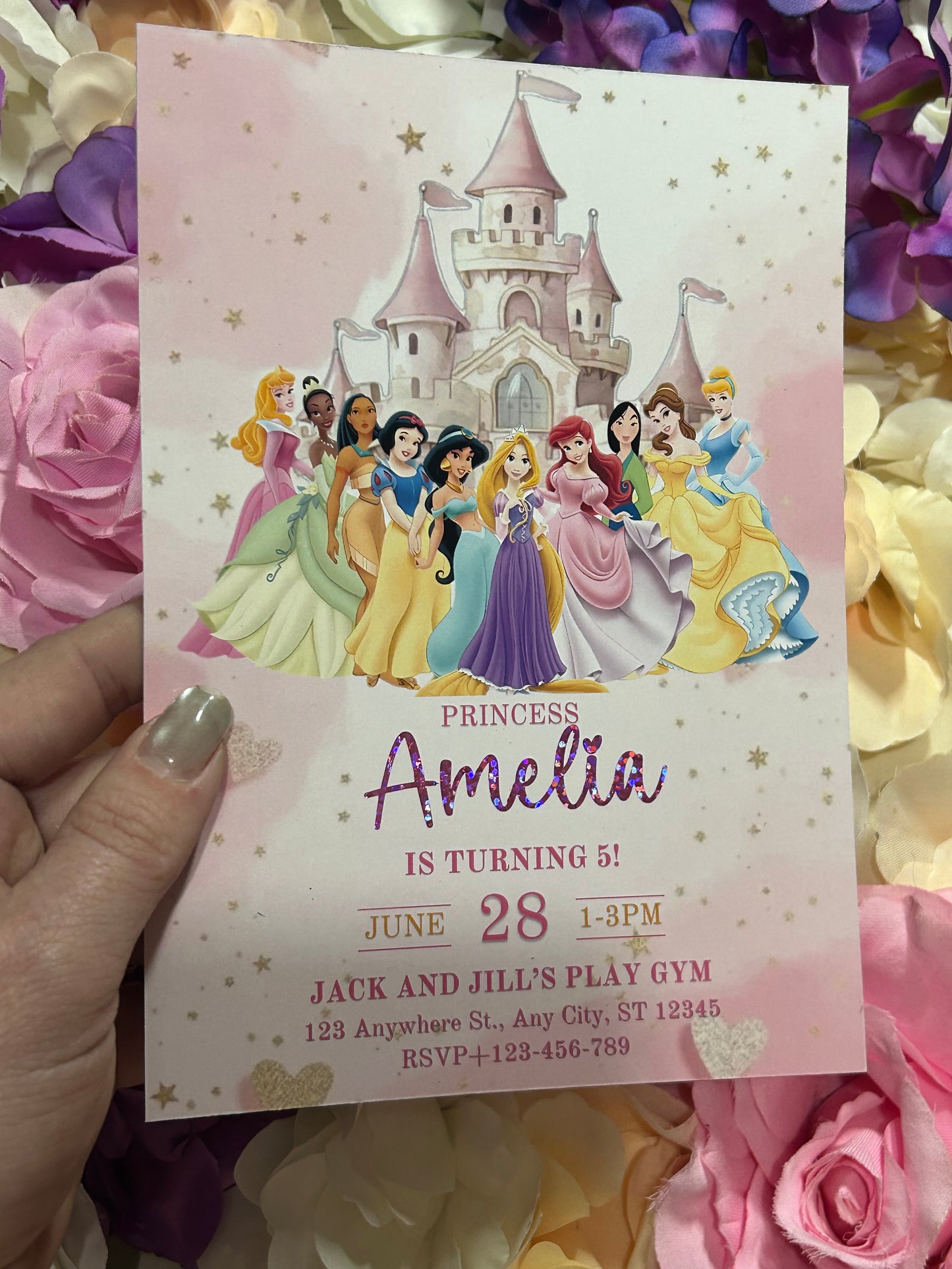 A5 Princess birthday invites