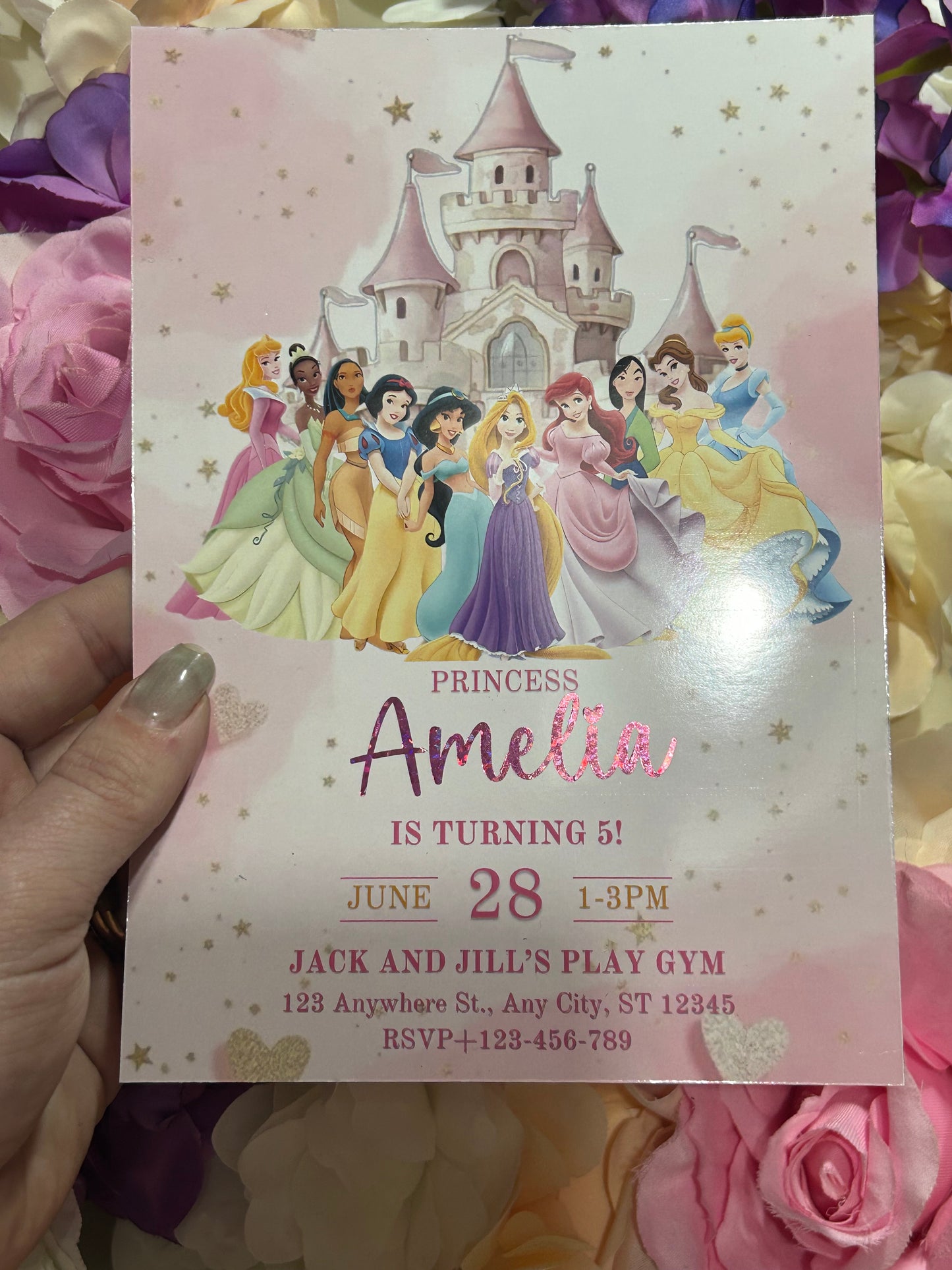 A5 Princess birthday invites
