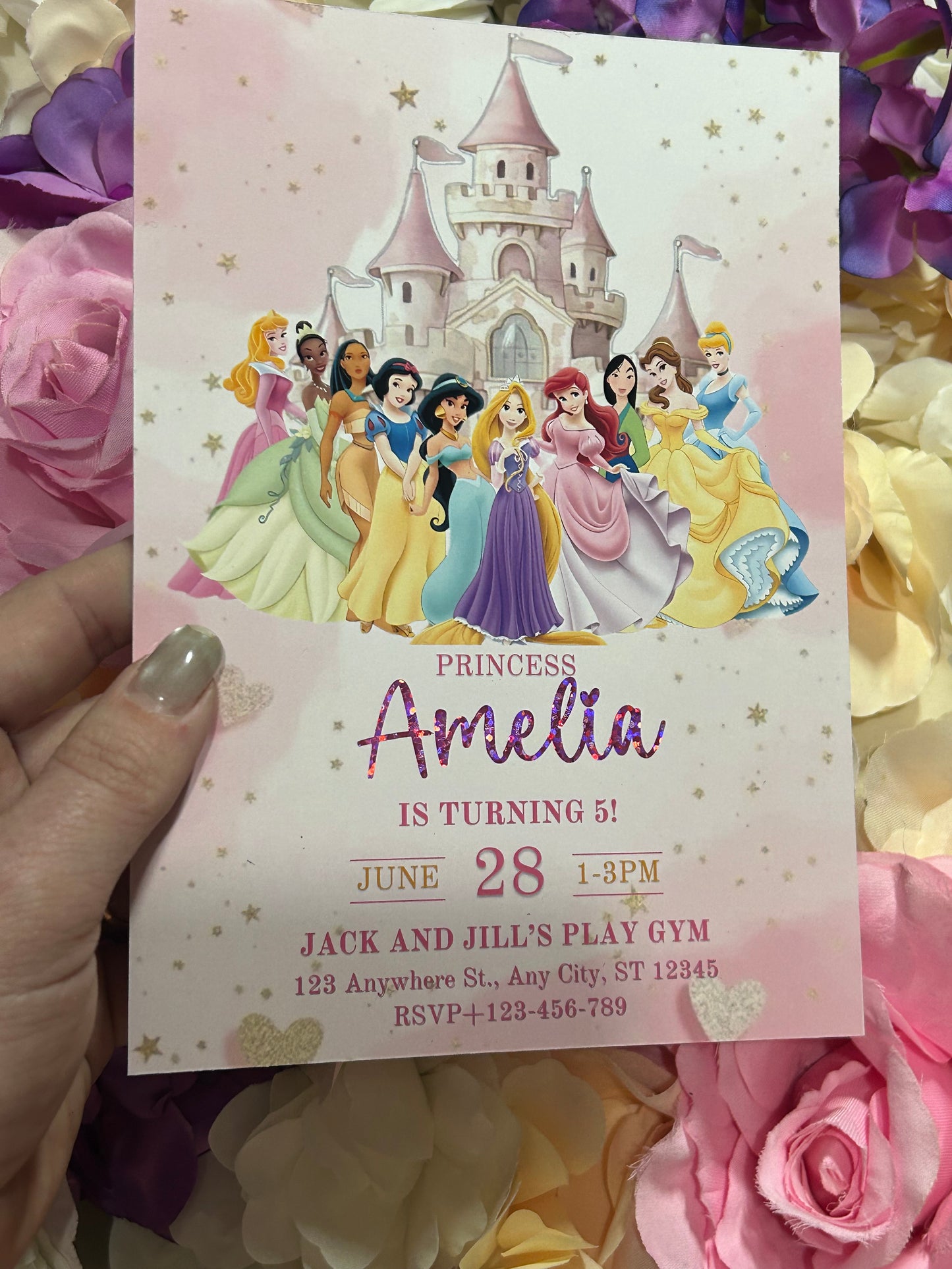 A5 Princess birthday invites