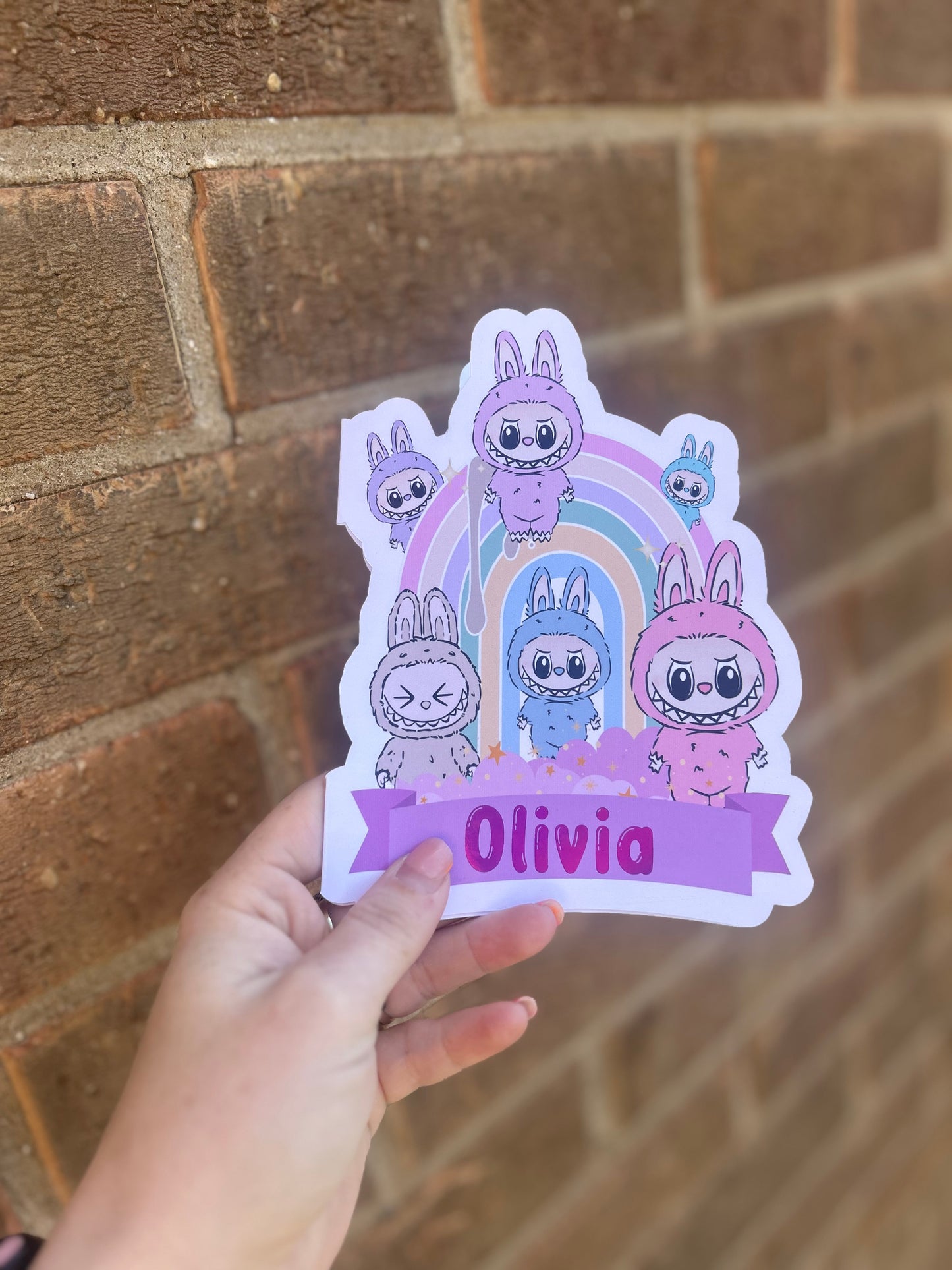 Labubu Birthday Card 5x7 – Pink Holo Foil Finish | Cute Designer Greeting Card | Handmade Kawaii Art Toy Birthday Card (Copy) (Copy)