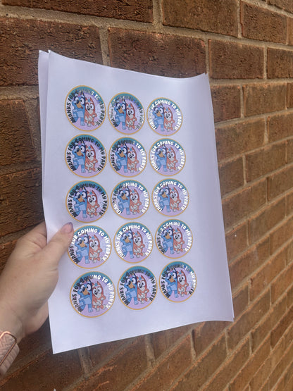 ✨ Bluey “Thanks for Coming to My Party” Stickers – 2 Inch Silver Foil ✨