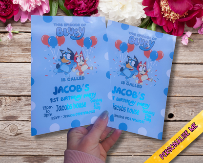 A5 Bluey birthday invites