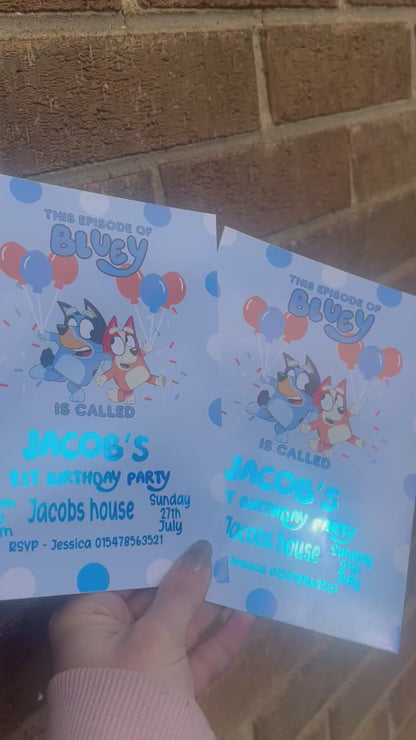 A5 Bluey birthday invites
