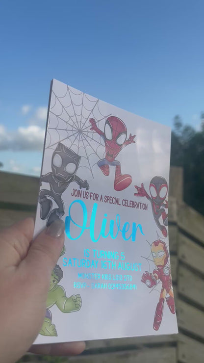 A5 Superhero birthday invites