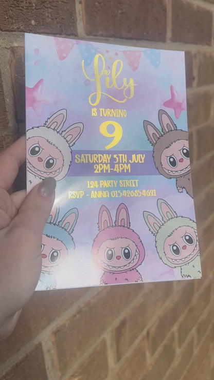 A5 Labubu birthday invites
