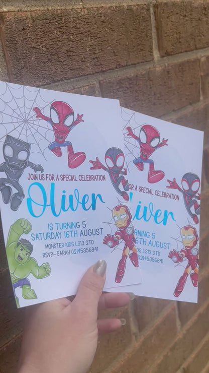 A5 Superhero birthday invites