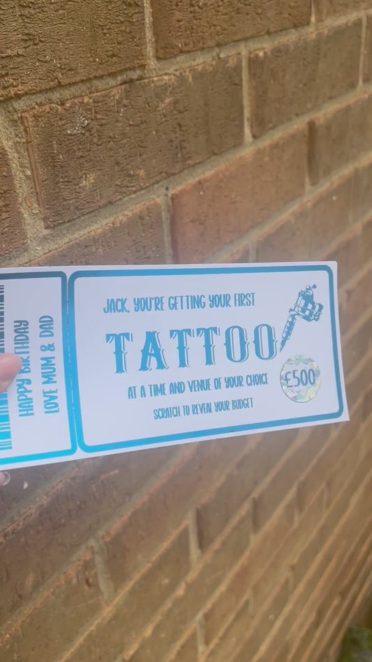Tattoo reveal foiled ticket