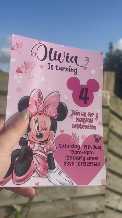 A5 Minnie mouse birthday invites
