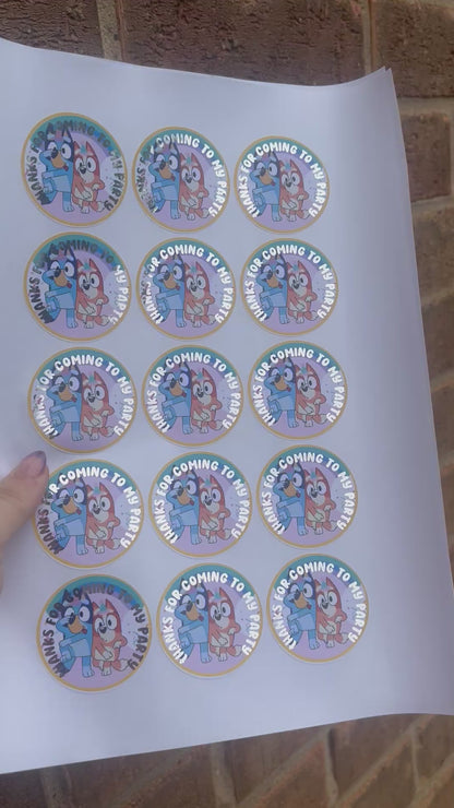 ✨ Bluey “Thanks for Coming to My Party” Stickers – 2 Inch Silver Foil ✨