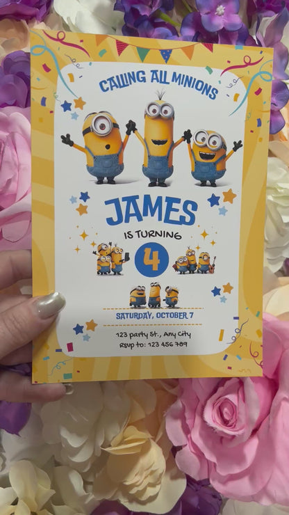 A5 Minions birthday invites